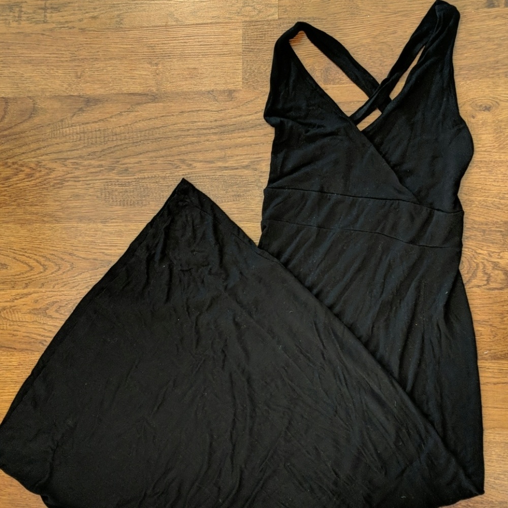 Forever 21 black maxi dress, low cut, back cutout
